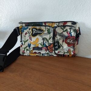 RARE Sakroots fanny pack bird artist circle birds peace floral #1776